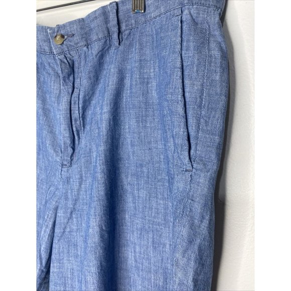 Polo Ralph Lauren Chambray Shorts Men's Size 35 Blue Cotton Flat Front - Picture 4 of 8